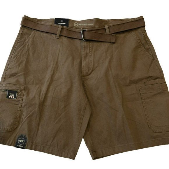 Weatherproof Belted Utility Short Stretch 40W Brown Hiking Camping Gorpcore NWT - Picture 1 of 5